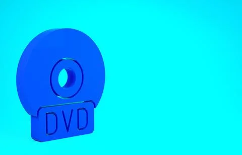 Blue CD or DVD disk icon isolated on blue background. Compact disc sign. Mini Stock Illustration