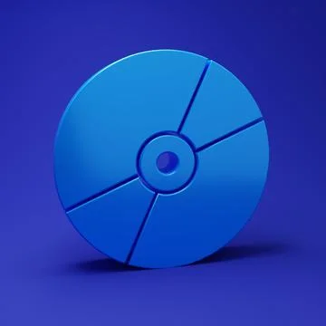 Blue CD or DVD disk icon isolated on blue background. Compact disc sign. Mi.. Stock-Illustration