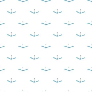 Blue ceiling fan icons creating seamless repeat pattern design 库存插图