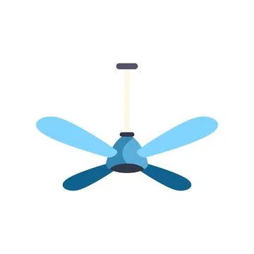 Blue ceiling fan providing cool air flow Stock Illustration