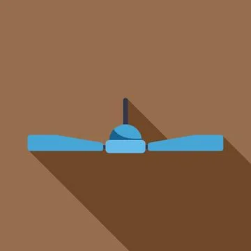 Blue ceiling fan rotating providing cooling air circulation Stock Illustration