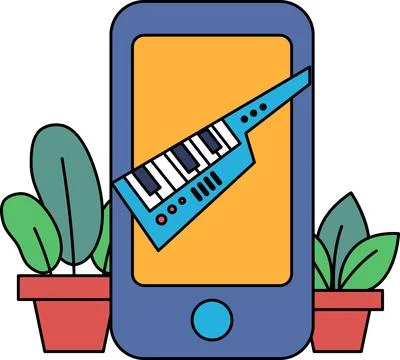 A blue cell phone with a keyboard on it Stock Illustration