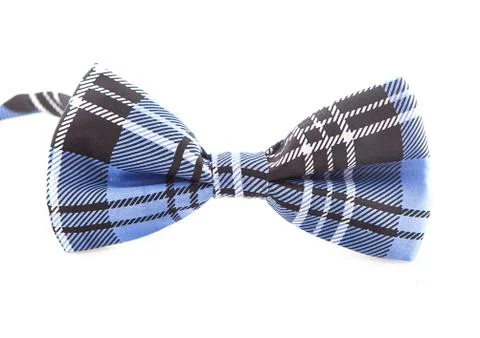 Blue in cell plaid bow tie isolated on white background Stock Photos