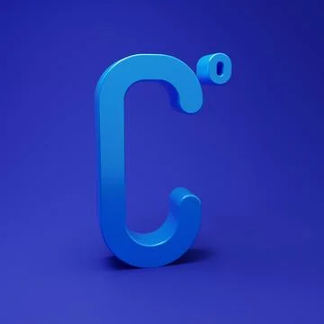 Blue Celsius icon isolated on blue background. Minimalism concept. 3D rende.. Stock Illustration