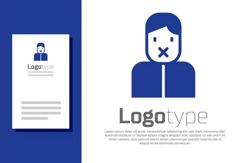 Blue Censor and freedom of speech concept icon isolated on white background Stock Illustration