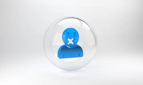 Blue Censor and freedom of speech concept icon isolated on grey background. M Stock Illustration