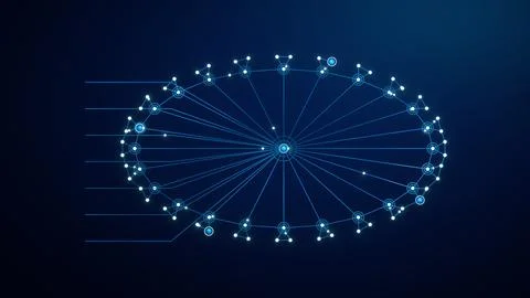 Blue Off Center Distributed Switch Technology Background Stock-Illustration