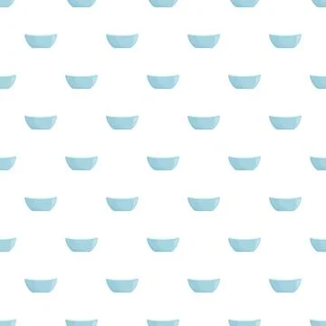 Blue ceramic bowls creating a kitchenware pattern Stock Illustration
