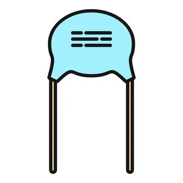 Blue ceramic capacitor electronic component icon Stock Illustration