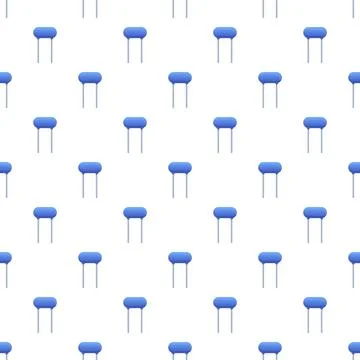 Blue ceramic capacitor electronic component seamless pattern イラスト素材