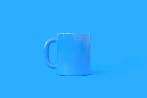 Blue Ceramic cup or empty mug for coffee, drink or tea on blue background Stock Illustration