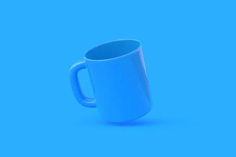 Blue Ceramic cup or empty mug for coffee, drink or tea on blue background Stock Illustration