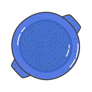 Blue ceramic dish. Kitchenware. Porcelain spotted plate craft. Hand drawn dis Stock Illustration