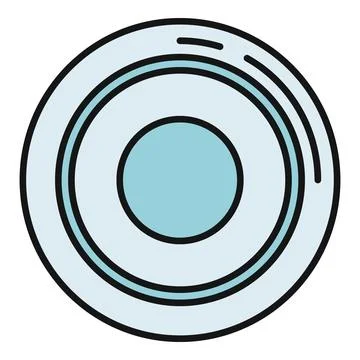 Blue ceramic dish top view flat icon Stock Illustration