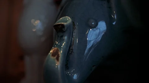 Blue ceramic elephant Video stock 103099112