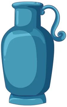 Blue Ceramic Middle Eastern Jug with Curved Handle Illustration