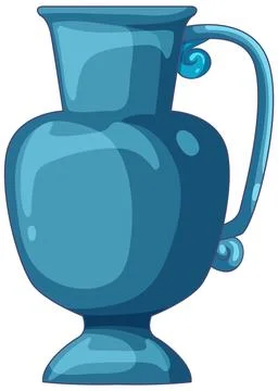 Blue Ceramic Pitcher Vector Illustration with Curved Handle Illustration
