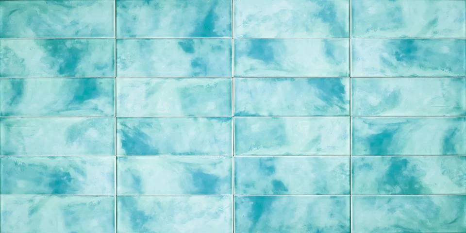 Blue ceramic tile background. Old vintage ceramic tiles in green to decorate the Stock Photos