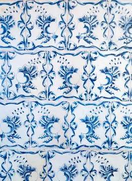 Blue ceramic tiles ornament pattern Stock Photos