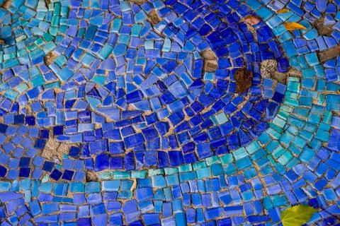 Blue ceramic tiles on the pool bottom Stock Photos