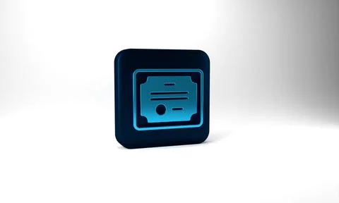Blue Certificate template icon isolated on grey background. Achievement, award Stock Illustration