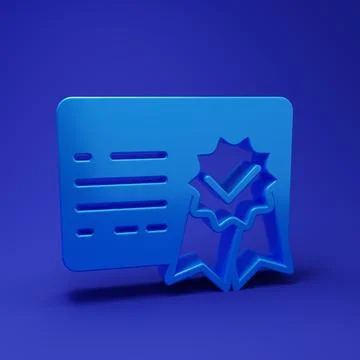 Blue Certificate template icon isolated on blue background. Achievement, aw.. Stock Illustration