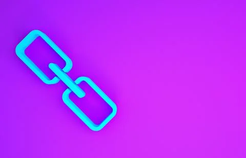 Blue Chain link icon isolated on purple background. Link single. Hyperlink ch Stock Illustration