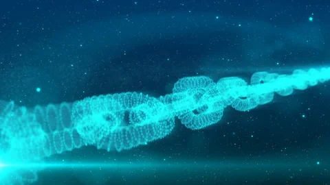 Blue chain made of binary code representing blockchain technology. Stock Footage 119152024