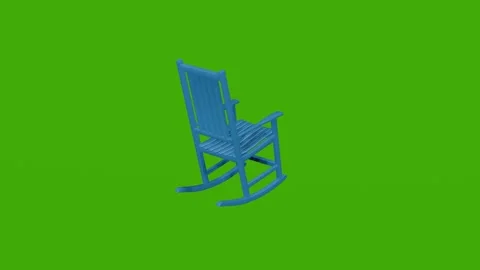 Blue Chair Rotating On Green Background Stock Footage 281868389