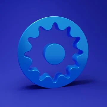 Blue Chakra icon isolated on blue background. Minimalism concept. 3D render.. Stock Illustration