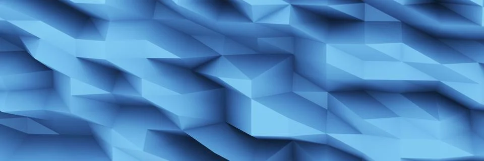 Blue Chaotic Cubes Wall Background. 3d Render Illustration Stock Illustration