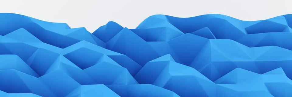 Blue Chaotic Cubes Wall Background. 3d Render Illustration Stock Illustration