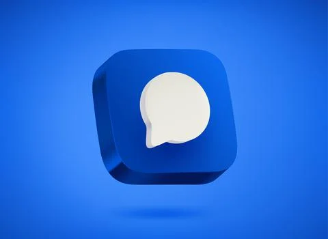 Blue chat app icon on blue background. 3d vector illustration Stock Illustration