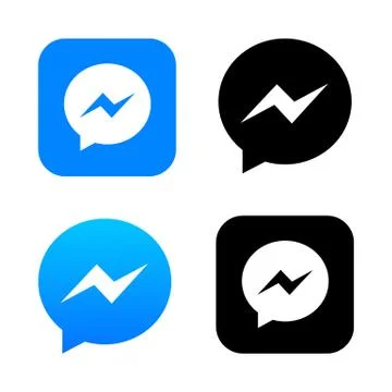 Blue chat app icon with message bubble vector logo on white. Stock Illustration