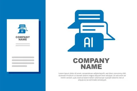 Blue Chat bot icon isolated on white background. Chatbot icon. Logo design Stock Illustration