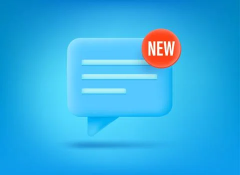 Blue chat bubble on blue background. 3d vector illustration Illustrazione stock