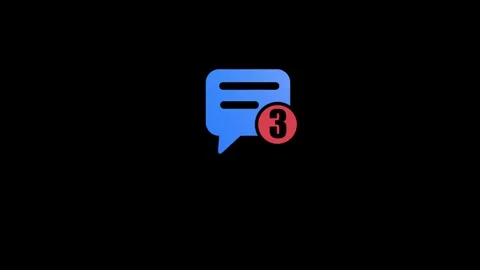 Blue chat bubble icon with notification badge showing the number three on a.. Video stock 321855138