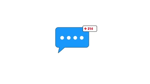 Blue chat bubble with notification counter rapidly increasing to 999 動画素材 341337498