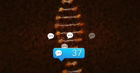 Blue chat bubble updating counter on badge appearing moving down sloped ladder Stock Footage 328583435