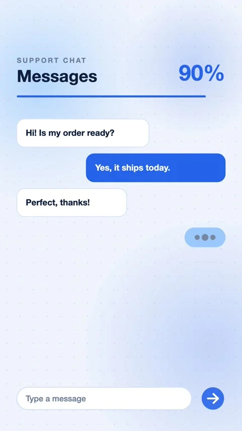 Blue Chat Bubbles Cascading With A Typing Indicator Vertical Animated UI Stock Footage 343851679