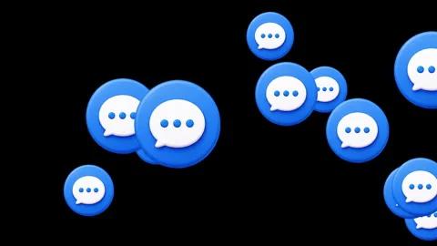 Blue Chat Message Bubble Icons Floating Dark 動画素材 339575070