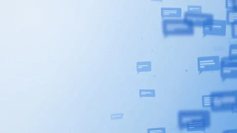Blue chat message bubbles floating with depth of field blur on a soft light 動画素材 344556815