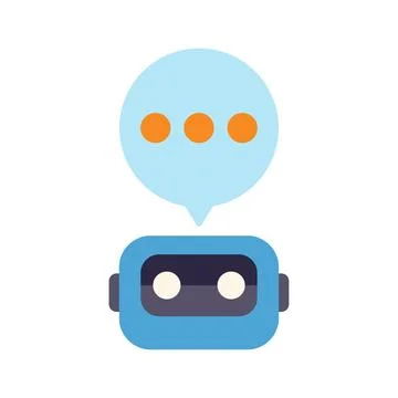 Blue chatbot speaking with three dots inside speech bubble Stock Illustration