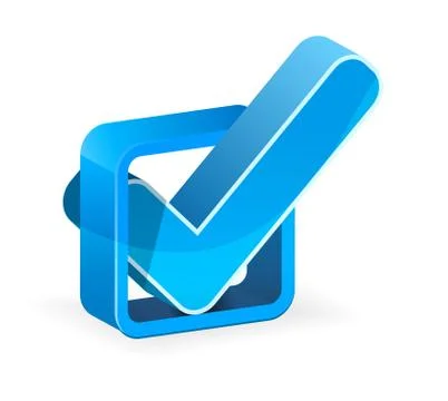 Blue check box with check mark Stock Illustration