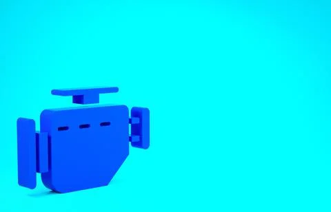 Blue Check engine icon isolated on blue background. Minimalism concept. 3d il Illustrazione stock