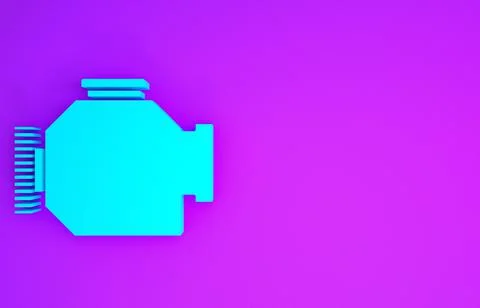 Blue Check engine icon isolated on purple background. Minimalism concept. 3d  Stock Illustration