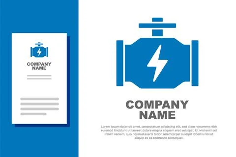 Blue Check engine icon isolated on white background. Logo design template Illustrazione stock