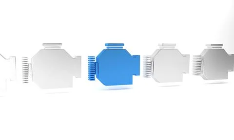 Blue Check engine icon isolated on white background. Minimalism concept. 3D.. Stock Illustration