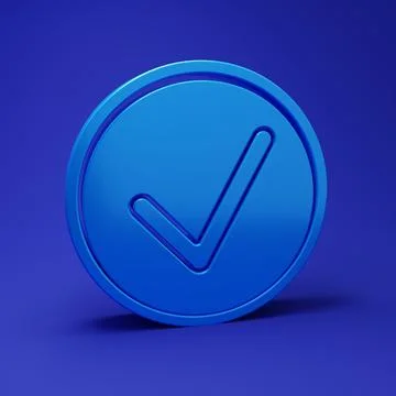 Blue Check mark in circle icon isolated on blue background. Choice button s.. 스톡 일러스트