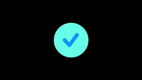 Blue Check Mark Icon on Black Background Symbolizing Success and Verification Stock Footage 341917809